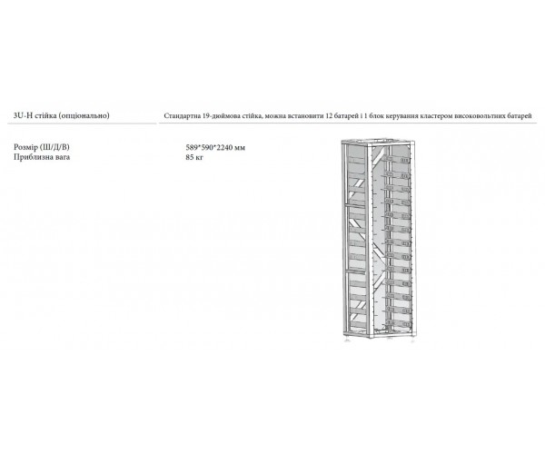 Стандартна стійка 19 дюймів, (12 шт.) 3U-HRACK Deye Стандартна стійка 19 дюймів, (12 шт.) 3U-HRACK Deye
