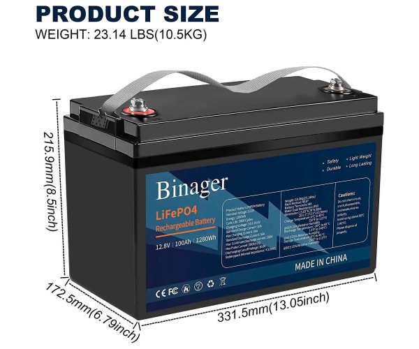 Акумуляторна батарея HS-12,8V100Ah Binager (LiFePO4 12,8V 100Ah 1280Wh)