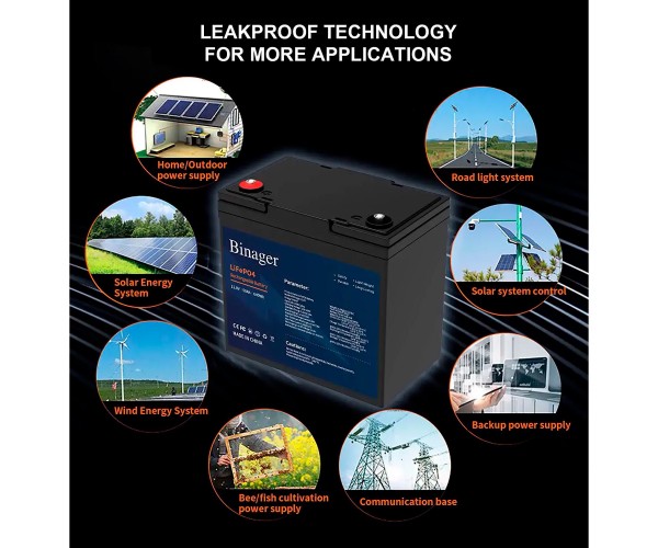 Акумуляторна батарея HS-12,8V50Ah Binager (LiFePO4 12,8V 50Ah 640Wh)