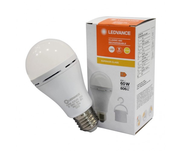 LED CL A60 RECHARGEABLE 8W/827 230V E27 світлодіодна лампа з аккумулятором LEDVANCE