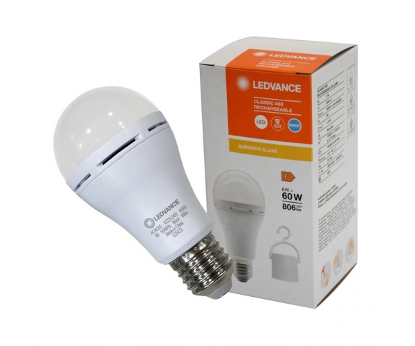 LED CL A60 RECHARGEABLE 8W/865 230V E27 світлодіодна лампа з аккумулятором LEDVANCE