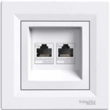 Розетка двойная RJ45 UTP cat. 5e + т/ф RJ11 125 МГц (белый) Asfora