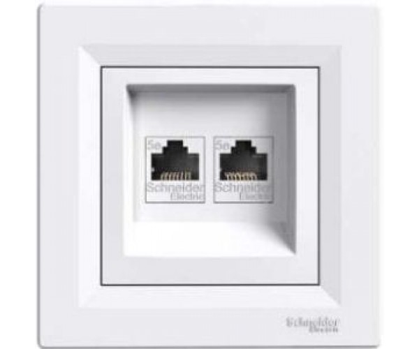 Компьютерная розетка двойная 2хRJ45 кат. 5e 125 МГц без экрана (белый) Asfora