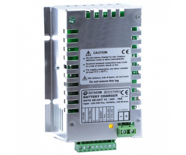 DATAKOM BC-10A, Зарядное устройство с автоопределением напряжения, 12/24V 10A, 4 степени