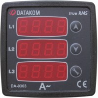 DATAKOM DA-0303 Амперметр, 170-275V питание, 3 фазы, 72x72мм, 3 дисплея