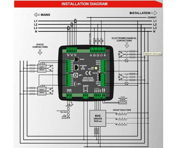 Опциональный цветной TFT-дисплей - 4.3”, 480x272 пикселей для DATAKOM DFC-0124
