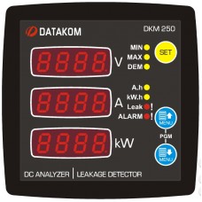 DATAKOM DKM-250 DC Аналізатор мережі постійного струму, 96x96mm, RS-485