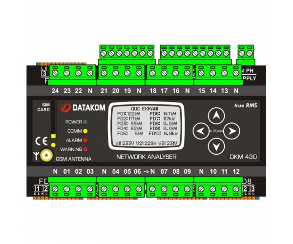 DATAKOM DKM-430-PRO+EXT Многоканальный анализатор электросетей. Источник питания постоянного тока. Расширенная версия.