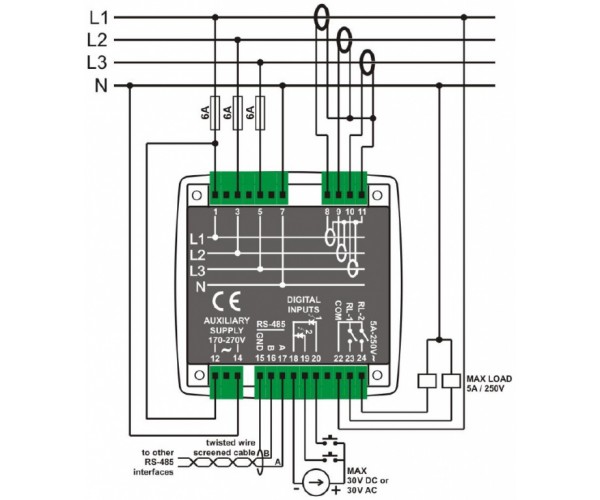DATAKOM DKM-409-S Аналізатор, 96x96 мм, РК-дисплей 2,9” + 31 гармоніки