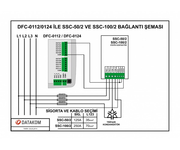 DATAKOM SSC-30-2 Твердотільний контактор для компенсації реактивної потужності, 3 фази, 30 кВАр, 2 драйвери