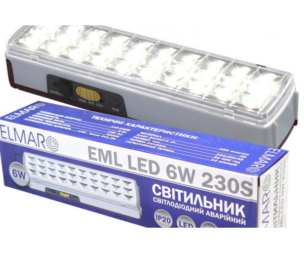 Світильник аварійний EML-9830 LED 6w 220-240V (3.7V1.2Ah)