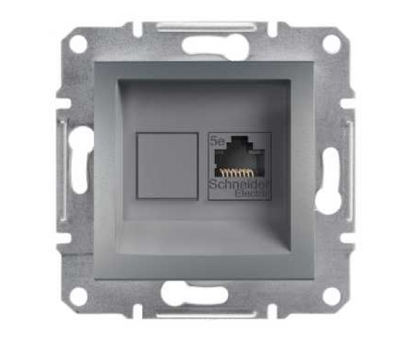 компьютерная розетка 1xRJ45 5e не экранированная Asfora Сталь