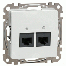 Розетка комп'ютерна підвійна 2*RJ45 cat.5e UTP н/екр., Sedna Design (білий)