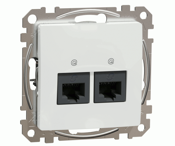 Розетка комп'ютерна підвійна 2*RJ45 cat.5e UTP н/екр., Sedna Design (білий)